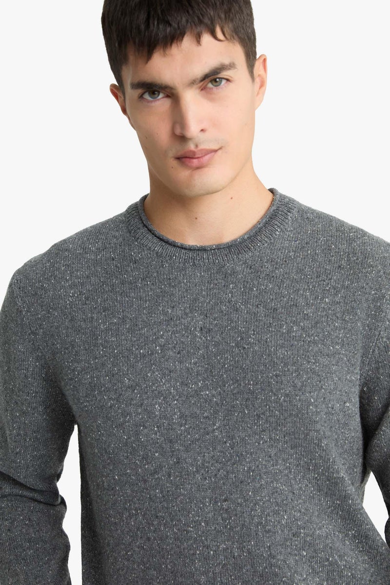 DeFacto Grey Man Standard Fit Crew Neck Knitwear Pullover Casual - Image 5
